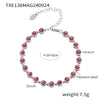 Bohemian Colorful Bead Zircon Necklace And Bracelet Titanium Steel Pvd Plated 18K Gold