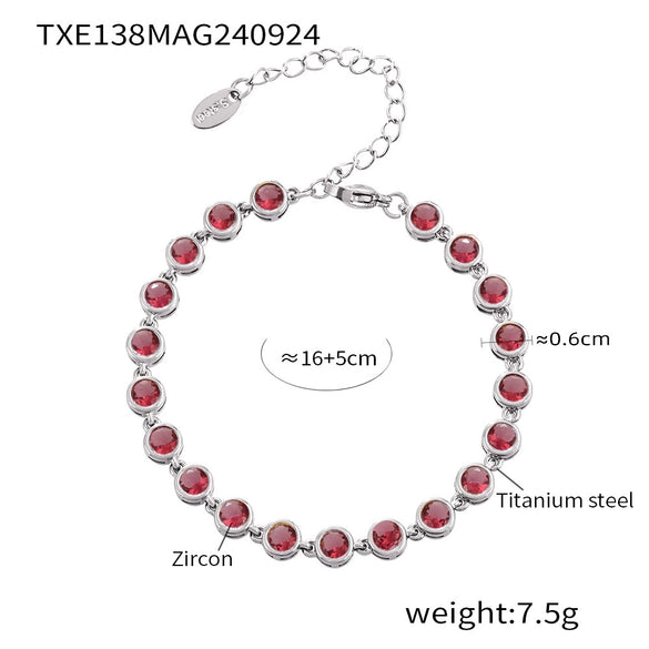 Bohemian Colorful Bead Zircon Necklace And Bracelet Titanium Steel Pvd Plated 18K Gold
