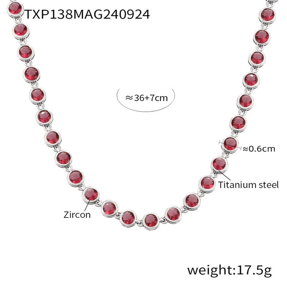 Bohemian Colorful Bead Zircon Necklace And Bracelet Titanium Steel Pvd Plated 18K Gold