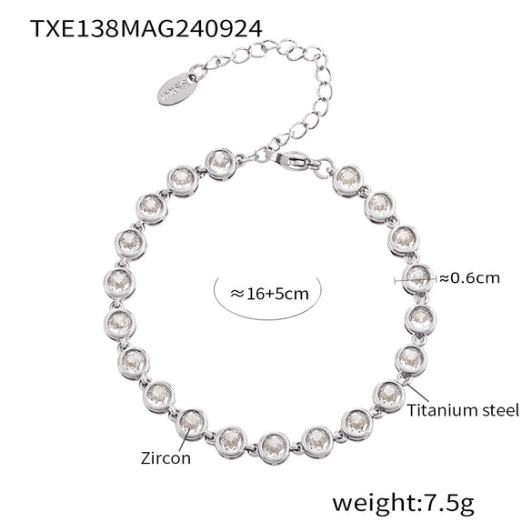 Bohemian Colorful Bead Zircon Necklace And Bracelet Titanium Steel Pvd Plated 18K Gold
