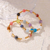 Bohemian Creative Dopamine Natural Stone Beaded Bracelet Titanium Steel Gold Plated Geometric Design