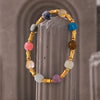 Bohemian Creative Dopamine Natural Stone Beaded Bracelet Titanium Steel Gold Plated Geometric Design