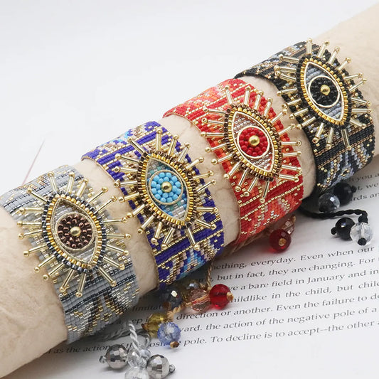 Bohemian Devil'S Eye Glass Copper Wholesale Bracelets