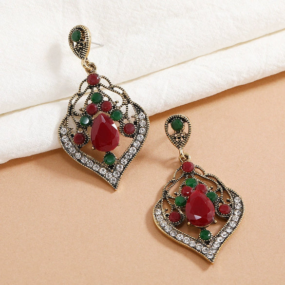 Bohemian Exotic Drop Shape Alloy Earrings With Crystal Detail For Women Wholesale Fashion Jewelry