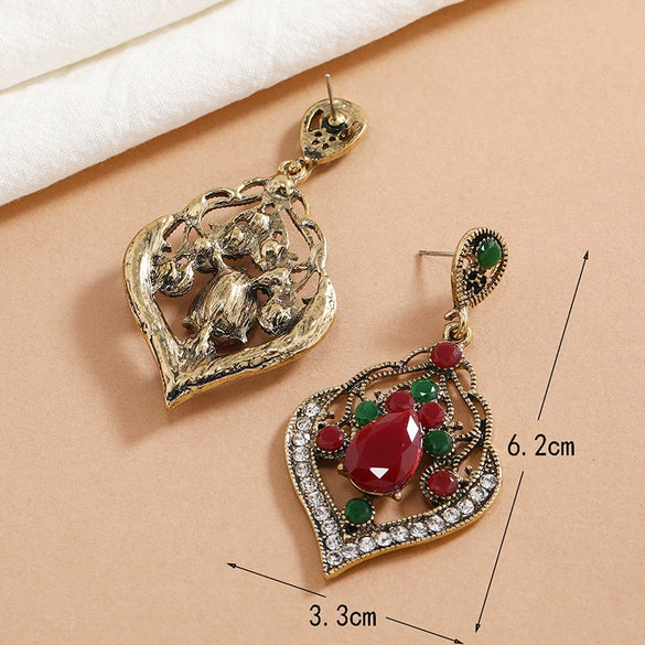 Bohemian Exotic Drop Shape Alloy Earrings With Crystal Detail For Women Wholesale Fashion Jewelry