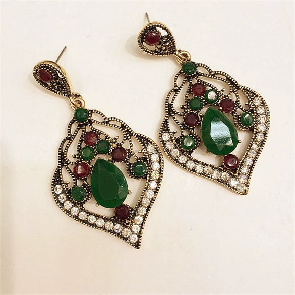 Bohemian Exotic Drop Shape Alloy Earrings With Crystal Detail For Women Wholesale Fashion Jewelry