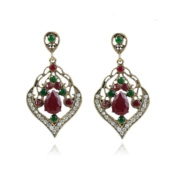 Bohemian Exotic Drop Shape Alloy Earrings With Crystal Detail For Women Wholesale Fashion Jewelry