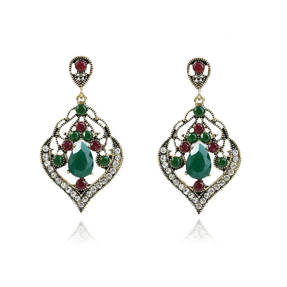 Bohemian Exotic Drop Shape Alloy Earrings With Crystal Detail For Women Wholesale Fashion Jewelry