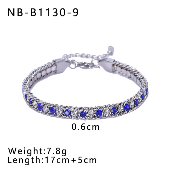 Bohemian Fashion Stainless Steel 18K Gold Plated Bracelet With Color Diamond Geometric Design Vacuum Plated In Furnace For Women