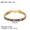 Bohemian Fashion Stainless Steel 18K Gold Plated Bracelet With Color Diamond Geometric Design Vacuum Plated In Furnace For Women