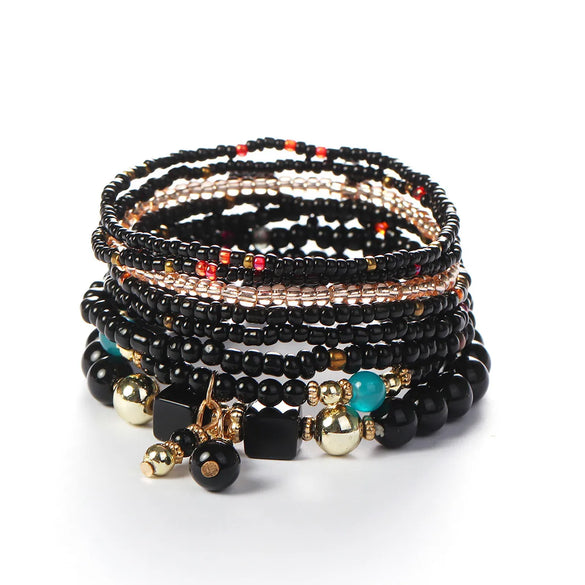 Bohemian Geometric Color Block Glass Beaded Stoving Varnish Women'S Bracelets