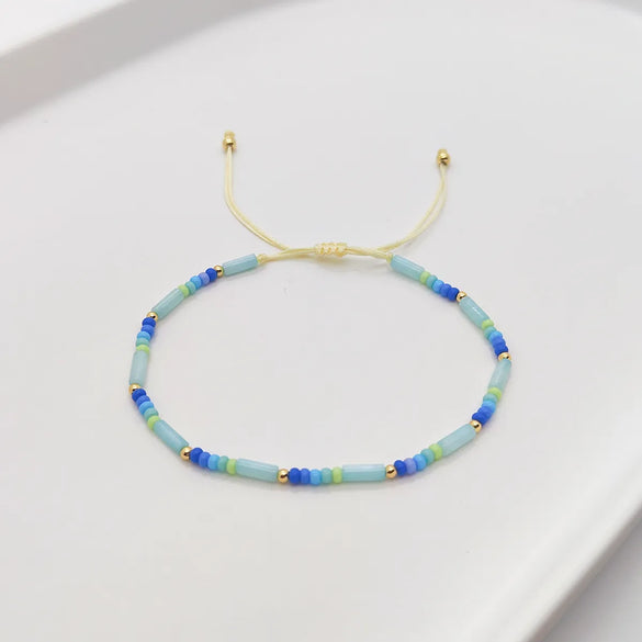 Bohemian Geometric Glass Shell Beaded Women's Drawstring Bracelets