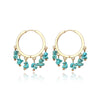 Bohemian Handmade Copper Metal Ring Earrings With Turquoise Tassel And Geometric Design For Women