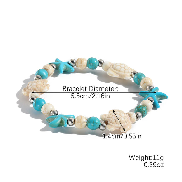 Bohemian Handmade Natural Shell Starfish Bracelet With Geometric And Animal Patterns