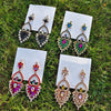 Bohemian Heart Shape Alloy Rhinestone Hollow Out Earrings