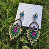 Bohemian Heart Shape Alloy Rhinestone Hollow Out Earrings