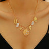 Bohemian Imitation Pearl Beaded Shell Conch Sea Star Necklace For Women Made Of Mixed Materials With Electroplating
