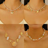 Bohemian Imitation Pearl Beaded Shell Conch Sea Star Necklace For Women Made Of Mixed Materials With Electroplating