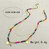 Bohemian Literary Style Heartshaped Stainless Steel Handbeaded Pendant Doublelayer Blade Necklace With Electroplating