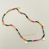 Bohemian Literary Style Heartshaped Stainless Steel Handbeaded Pendant Doublelayer Blade Necklace With Electroplating