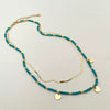 Bohemian Literary Style Heartshaped Stainless Steel Handbeaded Pendant Doublelayer Blade Necklace With Electroplating