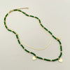 Bohemian Literary Style Heartshaped Stainless Steel Handbeaded Pendant Doublelayer Blade Necklace With Electroplating