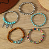 Bohemian Plastic Resin Geometric High Heels Multilayer Wooden Beads Handstring With Electroplating
