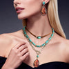 Bohemian Retro Alloy Necklace And Earrings Set With Turquoise Heart Water Drop And Bell Pendants Electroplated Stackable Women's Fashion Jewelry