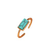Bohemian Retro Alloy Rectangular Turquoise Inlay Open Toe Ring Geometric Adjustable Fashion Foot Ring For Women