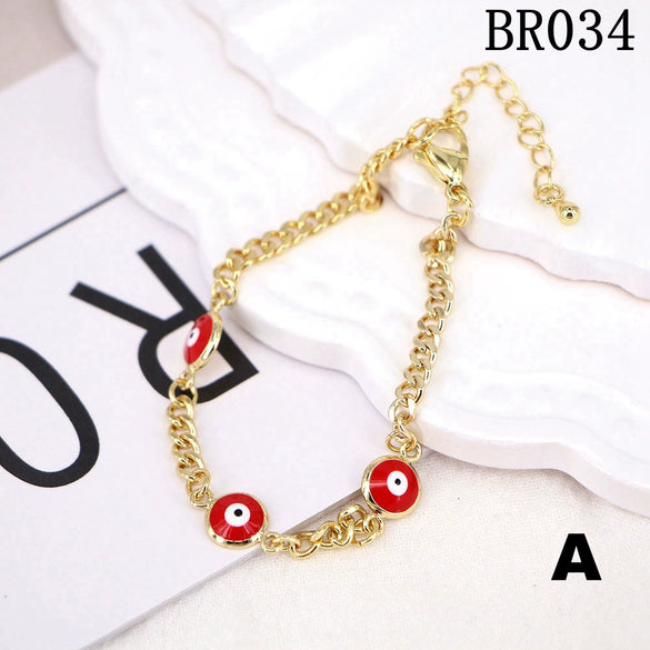 Bohemian Retro Copper Geometric Evil Eye Bracelet For Women Adjustable Electroplated Bracelet Accessory
