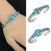 Bohemian Retro Turquoise Carved Geometric Open Adjustable Alloy Bracelet With Electroplating