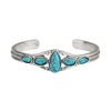 Bohemian Retro Turquoise Carved Geometric Open Adjustable Alloy Bracelet With Electroplating