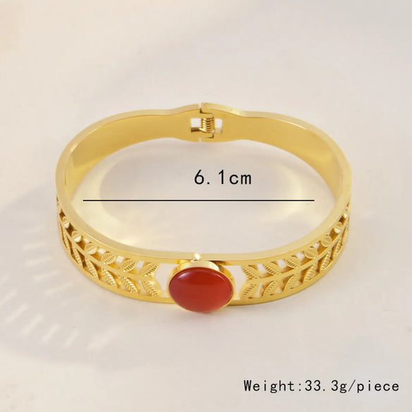 Bohemian Round 304 Stainless Steel Opal Bangle In Bulk