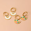 1 Pair Bohemian Sector Enamel Stainless Steel Turquoise Earrings