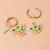 1 Pair Bohemian Sector Enamel Stainless Steel Turquoise Earrings