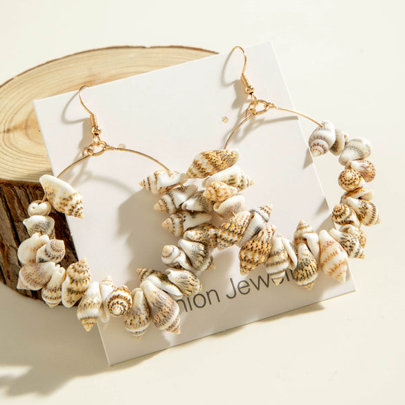 Bohemian Shell Conch Earrings With Starfish Pendant Handmade Acrylic Beach Wind Long Earrings For Women