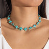 Bohemian Starfish Beaded Single Layer Women's Necklace Alloy Electroplated Shell Pendant