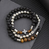 Bohemian Stone Wood Beads Geometric Stretch Bracelet Unisex Manual Design