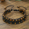 Bohemian Stone Wood Beads Geometric Stretch Bracelet Unisex Manual Design