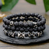 Bohemian Stone Wood Beads Geometric Stretch Bracelet Unisex Manual Design