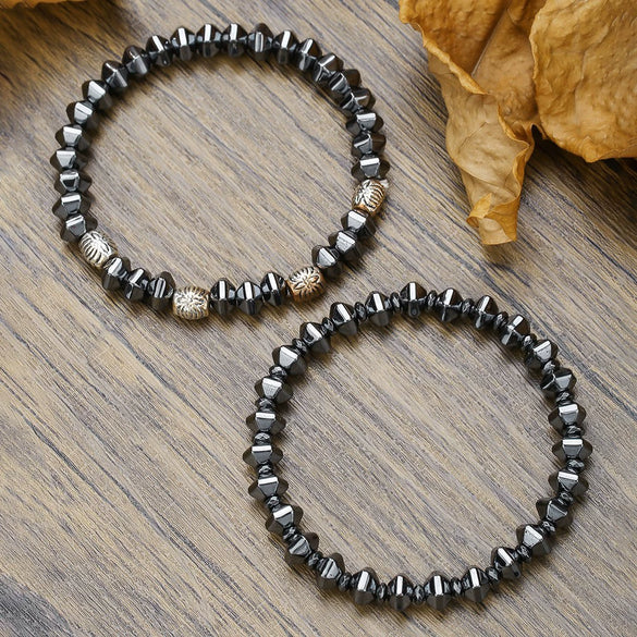 Bohemian Stone Wood Beads Geometric Stretch Bracelet Unisex Manual Design