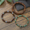 Bohemian Stone Wood Beads Geometric Stretch Bracelet Unisex Manual Design