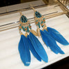 Bohemian Style Distinctive Feather Long Tassel Handmade Geometric Ear Hook All Match Women's Earrings
