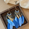Bohemian Style Distinctive Feather Long Tassel Handmade Geometric Ear Hook All Match Women's Earrings