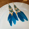 Bohemian Style Distinctive Feather Long Tassel Handmade Geometric Ear Hook All Match Women's Earrings