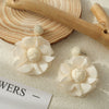 Bohemian Style Fabric Rafi Grass Handmade Flower Earrings For Women
