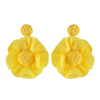 Bohemian Style Fabric Rafi Grass Handmade Flower Earrings For Women