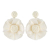 Bohemian Style Fabric Rafi Grass Handmade Flower Earrings For Women