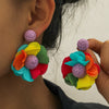 Bohemian Style Fabric Rafi Grass Handmade Flower Earrings For Women