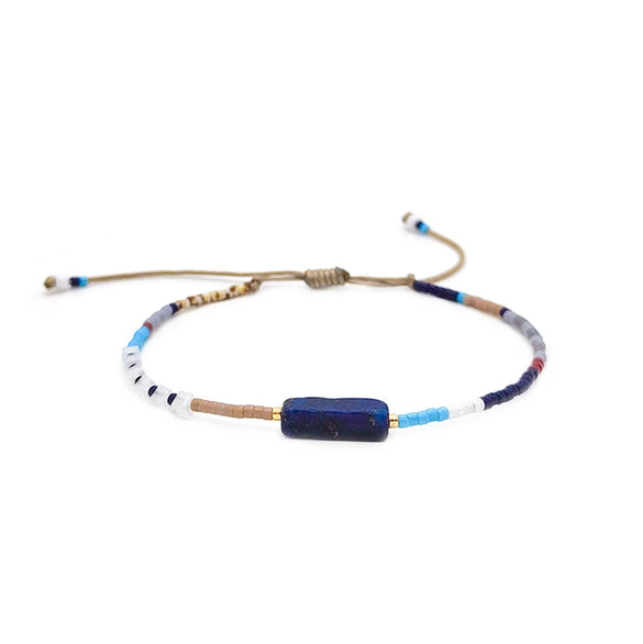 Bohemian Style Friendship Hand Rope Glass Glaze Miyuki Beaded Amethyst Bracelet Hand Woven Geometric Design For Girls